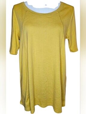J.Jill Pima Seamed Elbow Sleeve Tunic Top Yellow M Like New